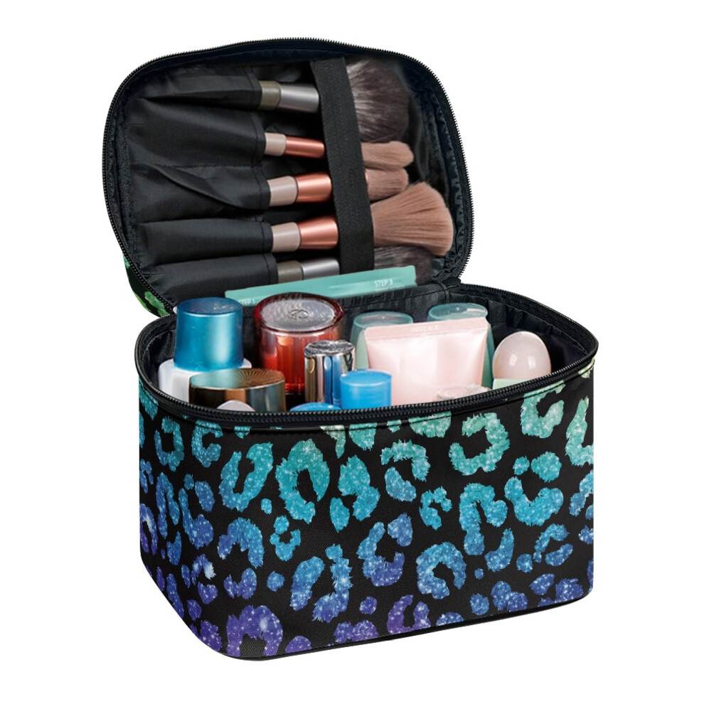 Cosmetic Bag Glitter Cat Pattern Double Zipper