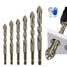 Relaxrich 2025 Upgraded 4-Flute Serrated Drill Bits (6pcs: 4–12mm), High-Strength Multifunctional, compatible with standard drills