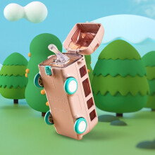 Cute Bus-Shaped Straw Water Bottle with Shoulder Strap, Leak-Proof & BPA-Free – Includes Cup Brush, Compatible with Daycare & Camp
