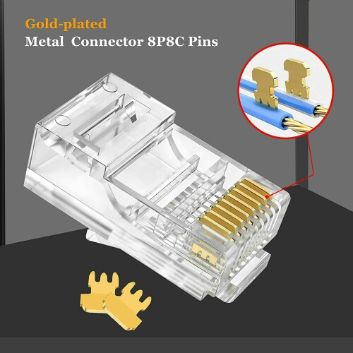 100 τεμάχια RJ45Pass Through Modular Plug Network Cable Connector End 8P8C CAT6CAT5 2