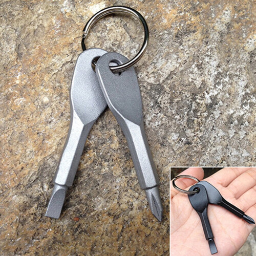 2 Keys Stainless Keychain Screwdriver Set Outdoor Multifunction Pocket Tool 2