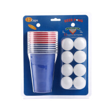 Beer Game Set 24-Piece - Standard 16oz Red & Blue Cups with 12 Balls, College Party Supplies for Adults, Christmas Gift for 21+ Year Olds
