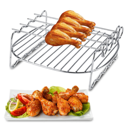 ESTINK Διπλό ταψί ψησίματος, σχάρα BBQ, φριτέζα αέρα για οικιακή ψησταριά Rotisserie για 1