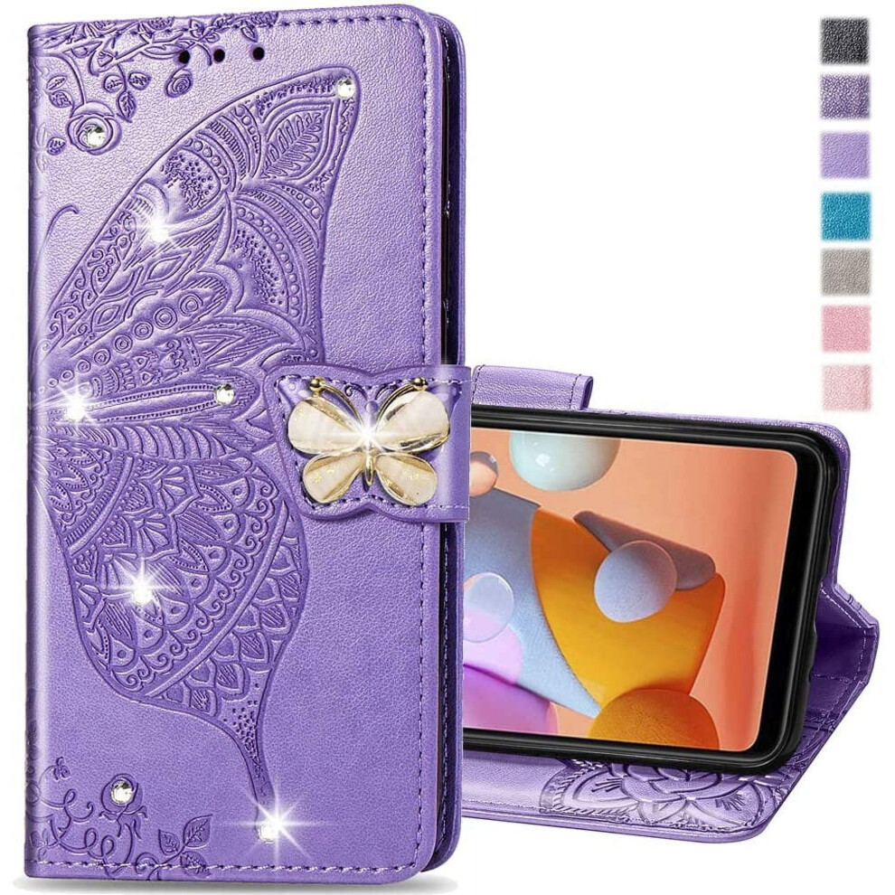 Compatible With Samsung Galaxy S22 Plus Glitter Bling Leather Flip Case With Card Holder, Stand & Shockproof Protection Â Crystal Lavender Purple 9178400172717