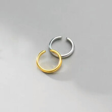 Simple Thin Band Ear Cuff Sterling Silver No-piercing Earring A1674-Gold - 1 pair of cuffs