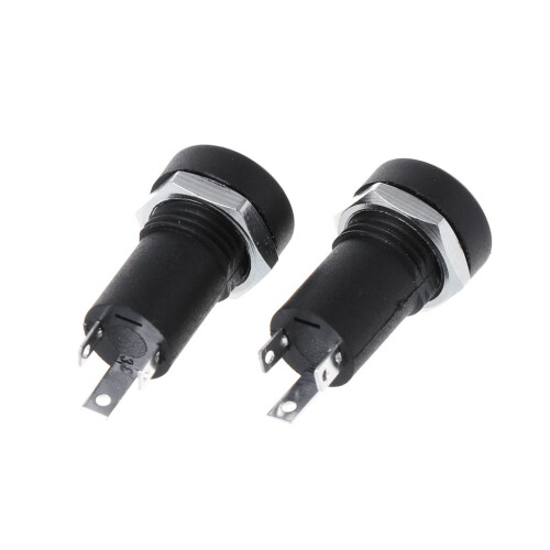 2X 3.5MM Jack Socket 3 Pole Black Stereo Solder Panel Mount Golden With Nuts 1