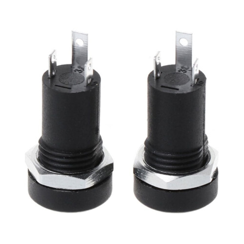 2X 3.5MM Jack Socket 3 Pole Black Stereo Solder Panel Mount Golden With Nuts 2
