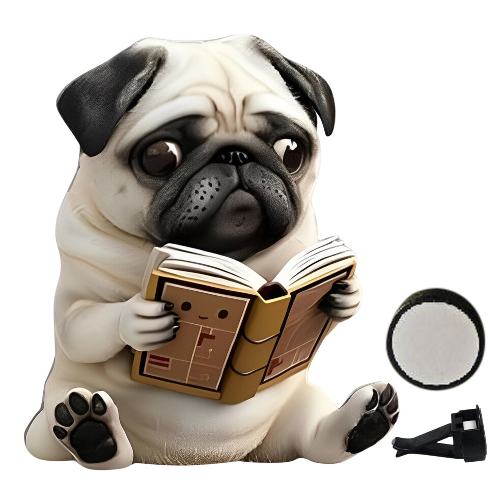 Adorable Pug Acrylic Car Air Vent Fragrance Diffuser, 2D Cute Dog Design, Compatible With Most Vents 9464372775125