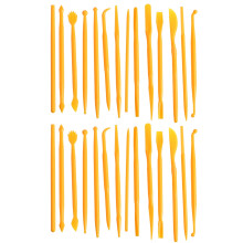 2 conjuntos/28 peças de ferramentas para argila polimérica, ferramentas de cerâmica para crianças, 11,5 x 0,5 x 0,5 cm, amarelo