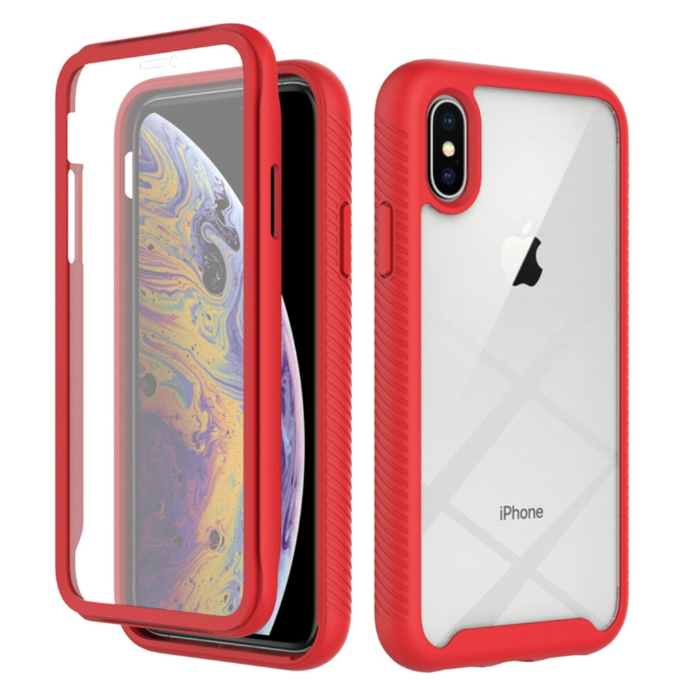 Compatible With Iphone X/Xs Case + Screen Protector, Shockproof Tpu Bumper & Clear Pc Back Shell, All-In-One Cover For 5.8", Red 9193271259893