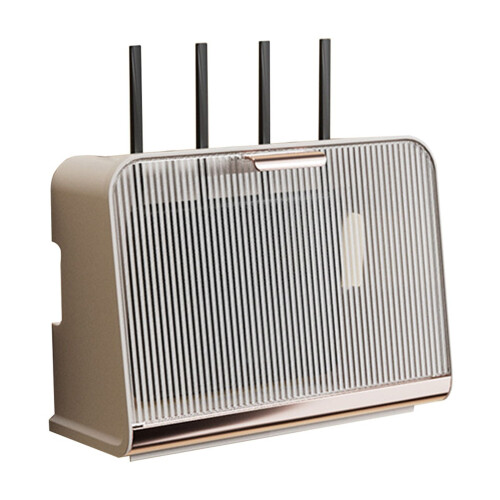 Wifi Router Storage Box with Power Strip, Adjustable Cable Organizer, Fireproof Plastic for Desktop/Wall, Home & Office 1