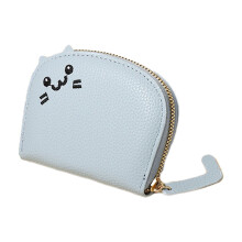 1BL Personalized Cat Shaped Card Wallet Zipper Closure Multi Card Slots Compact Faux Leather Organizer For Girls Kids 3.94X3.54X0.98 Inches 0.13Lb