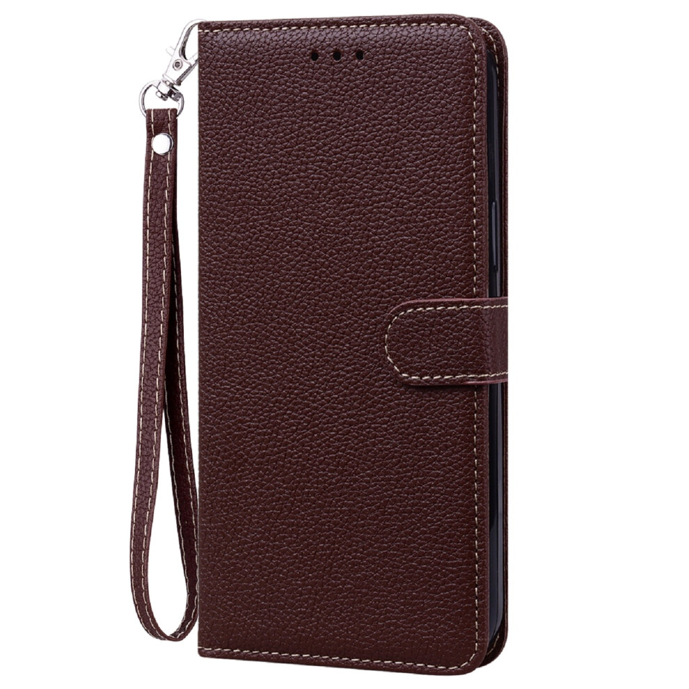 Premium Pu Leather Magnetic Flip Wallet Case With Wrist Strap & Kickstand For Compatible With Samsung Galaxy S21 6.2", Brown 9193271261278