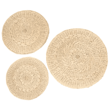 3 Pcs Faux Rattan Trivets for Hot Pots and Pans, Plastic Woven Placemats Set, Heat Resistant Table Mats, Beige Round Coasters for Dining Table