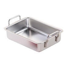 Rectangle Oven Tray for Casserole Bread Pizza Stainless Steel Deep Roasting Pan with Portable Handle Kitchen Accessories