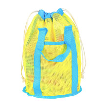 Mesh Beach Bag Drawstring Handbag Beach Toys Storage Bag Large Capacity Waterproof Swimming Pool Bag, Yellow