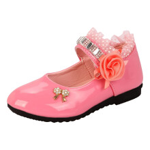 Girls Mary Jane Dress Shoes for Toddler Kids Flower Rhinestone Front Bow Ballerina Flat Pink 6.5-7 Years