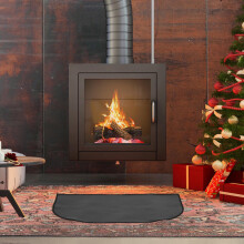 Fireproof half-round fireplace mat black 36x18 in
