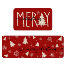 Christmas Kitchen Rugs Set of 2 (16x24in+16x48in), Memory Foam & Washable Microfiber Mats, Compatible with All Floors