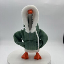 7" Desk Goose Hoodie, Mini Porch Goose Costume & Magnetic Key Holder Table Decor (Green-A)