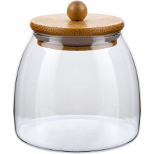 Glazen voorraadpotten met bamboe deksels - Luchtdichte voorraadcontainers (11,5 cm x 11,5 cm x 11,5 cm)