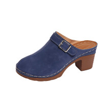 Blue Platform Heels Slippers For Women Casual Comfortable Spring Summer Outdoor Indoor Slip On Round Toe Chunky Low Heel Shoes Size 40