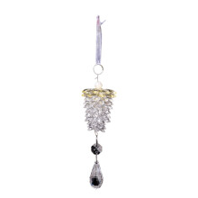 Clear Acrylic Pine Cone Pendant Christmas Tree Decoration, Holiday Decor with Rope (Yellow, 6.3" x 1.9")