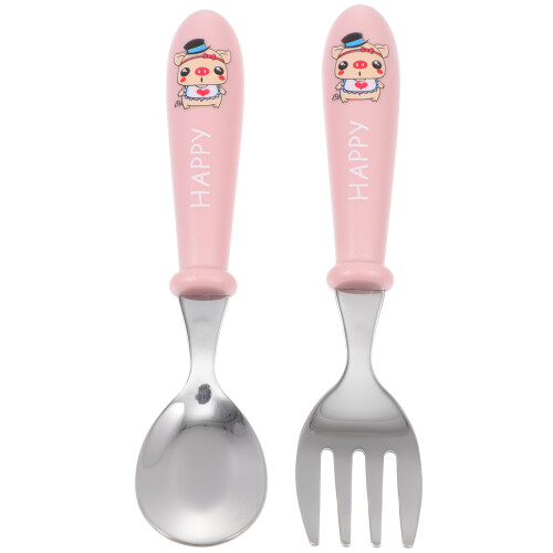 3Ensembles Ensemble Couverts Bébé Rose Tableware Portable Sécurisé ABS