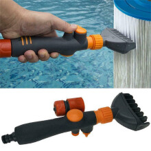 LuxeLiving Pool & Spa Filter Cartridge Cleaner Wand – 8-pleat, 180 fan nozzles, on/off switch, compatible with standard cartridges