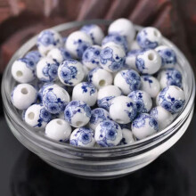 10 Stück runde, 8 mm, 10 mm, 12 mm große, bunte Keramik-Porzellanperlen mit Blumenmuster - 101#-10 mm