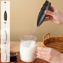 Handheld Coffee Frother & Egg Beater, Battery-Operated, Stainless Steel, for Lattes/Cappuccinos – Compatible with AA Batteries (Not Included),