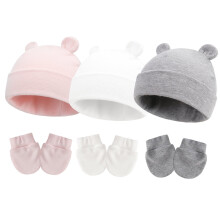 Cute Baby Mittens Newborn, No Scratch Baby Boy Mittens, Baby Girl Hat Gloves for Toddlers, Infant, Newborn- 3 Set