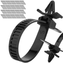 7.0x150mm Releasable Push Mount Cable Ties, Black Nylon Panel Clips