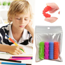 4-Pack Multi-Color Rubber Pencil Grips for Kids – Sensory Fidget Toy, Ergonomic Writing Aid, Autism & Anxiety Relief, Compatible with Standard