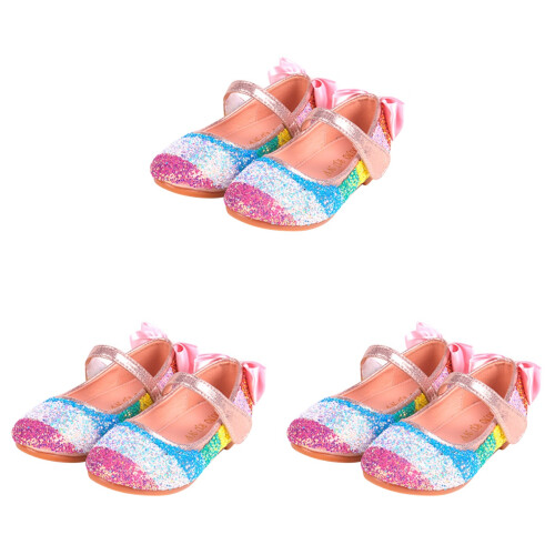 3Paires Chaussures Rose Danse Semelle Enfants