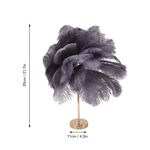 Feather Table Lamp 3 Color Dimmable Touch Bedside Light USB Gray Modern Decor 1