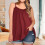 Plus Size Linnen för Dam Boho Blommig Lös Blus med Spaghettiband 7