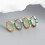925 Sterling Silver Boho Huggie Hoop Earrings with Blue CZ 7