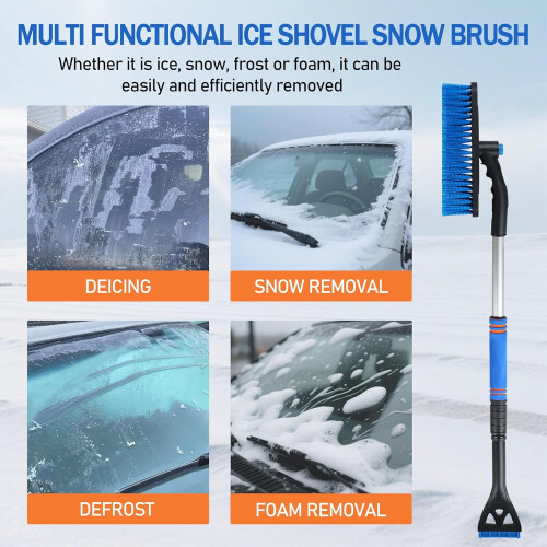 Snow Brush & Ice Scraper 32 inch Aluminum Extendable with 2