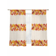 Rideaux voilages à motif de feuilles d'érable d'automne, 132 x 183 cm, texture lin, filtre la lumière, passe-tringle, 2 panneaux, compatibles avec