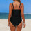 Women's solid color one-piece swimsuit with built-in bra 3
