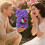 Purple Rose Bear Ornament with Bouquet 1pc 4