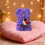 Purple Rose Bear Ornament with Bouquet 1pc 6