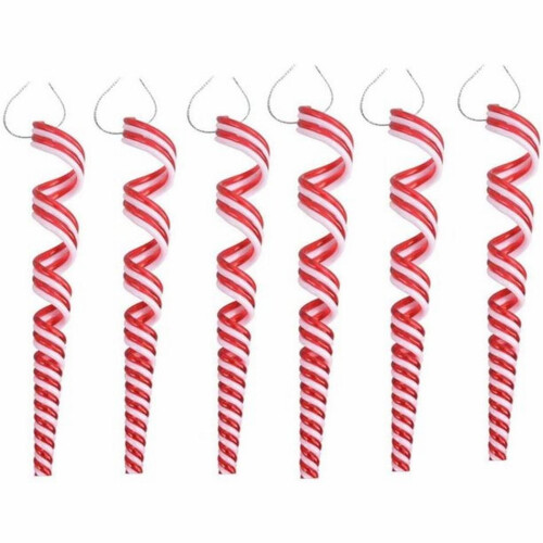 Candy Cane Lollipop Ornaments Red White 6 Pcs 17cm