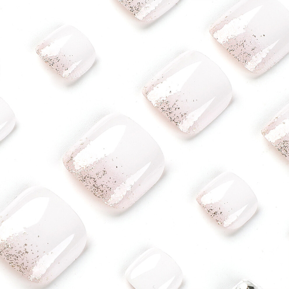 Dachuang Beauty (Standard) Glossy Rhinestone Fake Nails For Women - Waterproof