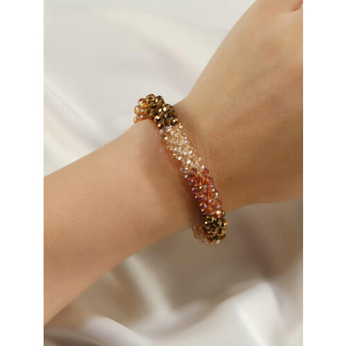 Holographic Brown Beaded Bracelet Women Bracelet Stackable Bracelet Crafted-default 1