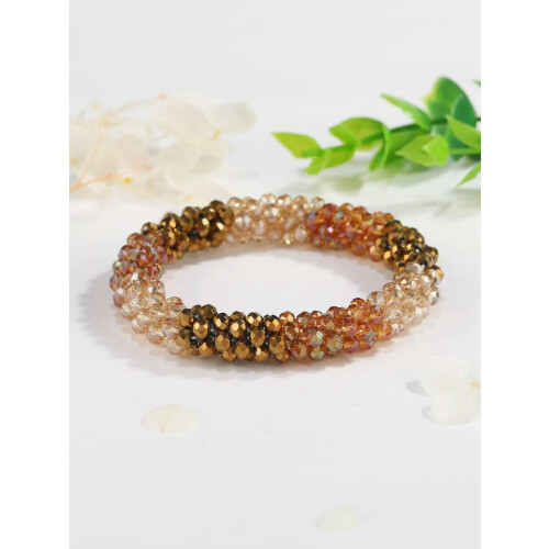 Holographic Brown Beaded Bracelet Women Bracelet Stackable Bracelet Crafted-default 2