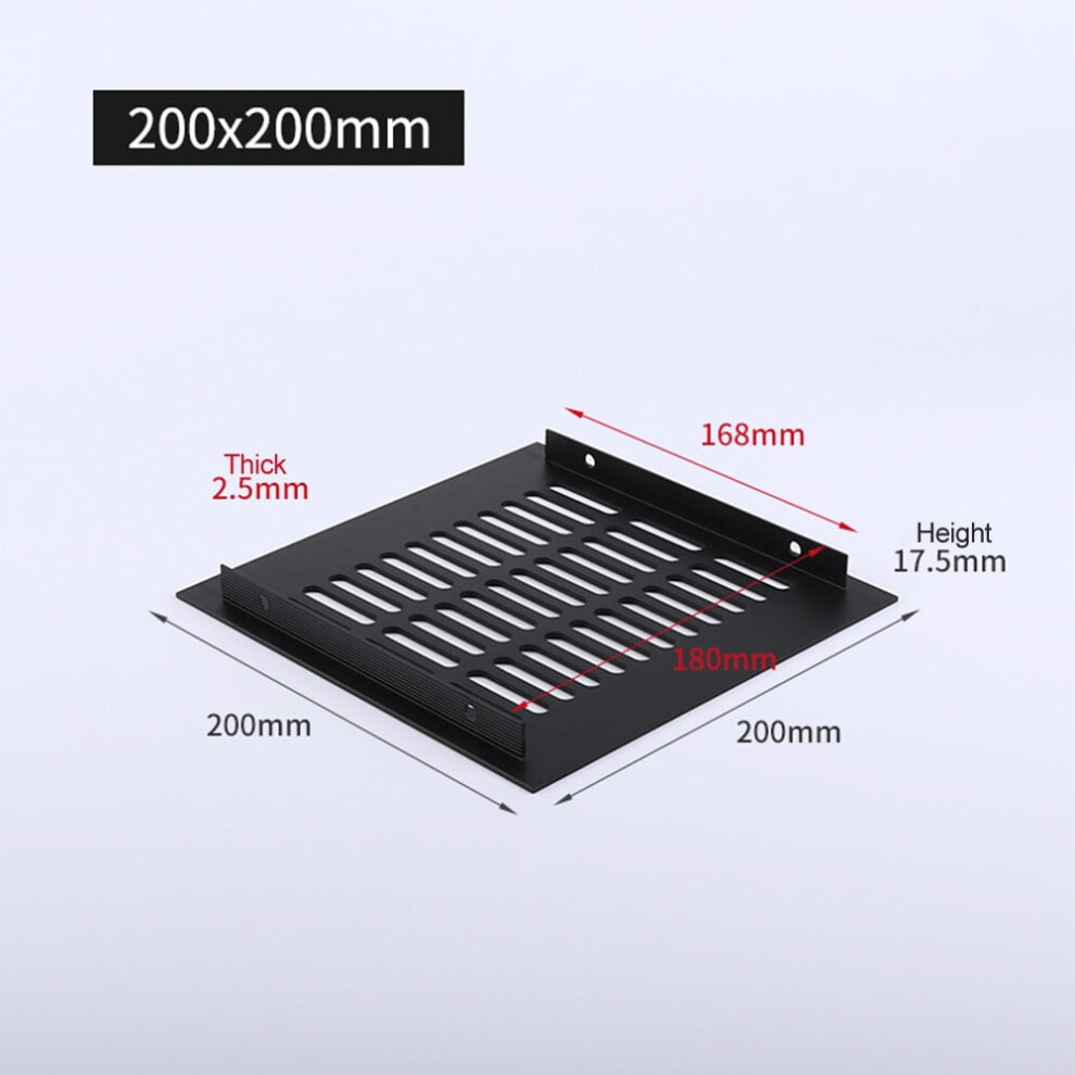Rectangular Air Vent Cover Ventilation Grille For Wardrobe Shoe Cabinet Closet Black 200X200mm 9130661148313