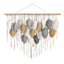 Large Boho Macrame Wall Hanging Tapestry with Colorful Leaf Design, Handwoven Cotton, Includes Wooden Rod – Compatible with Living Room, Bedroom,