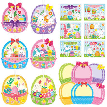 Easter Basket Stickers Kit with White Ribbons 24-Pc